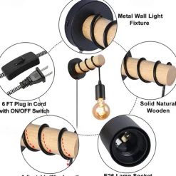 Wall Lamps Cute Creative Vintage Traditional Classic Wall Sconces Indoor Wall Lights Dining Room Shops Cafes Wood Wall Light US Plug