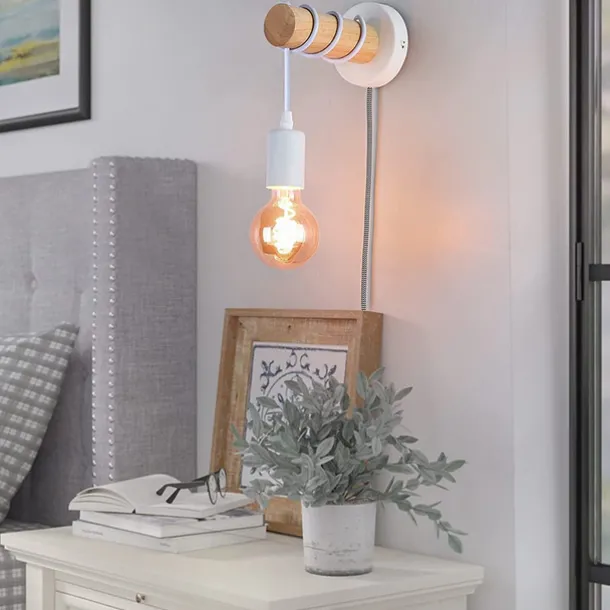 Wall Lamps Cute Creative Vintage Traditional Classic Wall Sconces Indoor Wall Lights Dining Room Shops Cafes Wood Wall Light US Plug