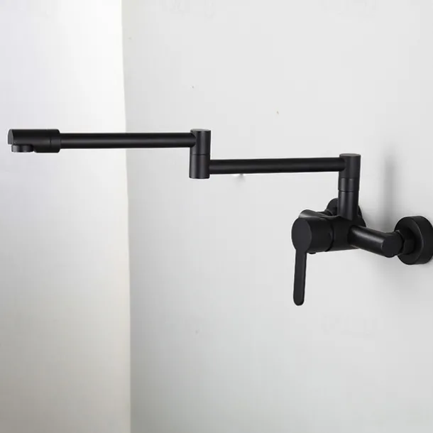 Wall Mounted Kitchen Sink Mixer Faucet, Foldable Pot Filler Facuet,Single Handle Two Holes Folding Taps, Electroplated / Painted Finishes Pull-out / Pull-down / Pot Filler Wall Mounted / Brass