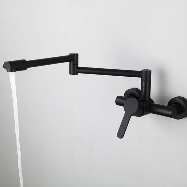 Wall Mounted Kitchen Sink Mixer Faucet, Foldable Pot Filler Facuet,Single Handle Two Holes Folding Taps, Electroplated / Painted Finishes Pull-out / Pull-down / Pot Filler Wall Mounted / Brass