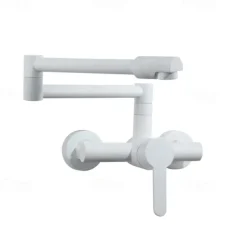 Wall Mounted Kitchen Sink Mixer Faucet, Foldable Pot Filler Facuet,Single Handle Two Holes Folding Taps, Electroplated / Painted Finishes Pull-out / Pull-down / Pot Filler Wall Mounted / Brass