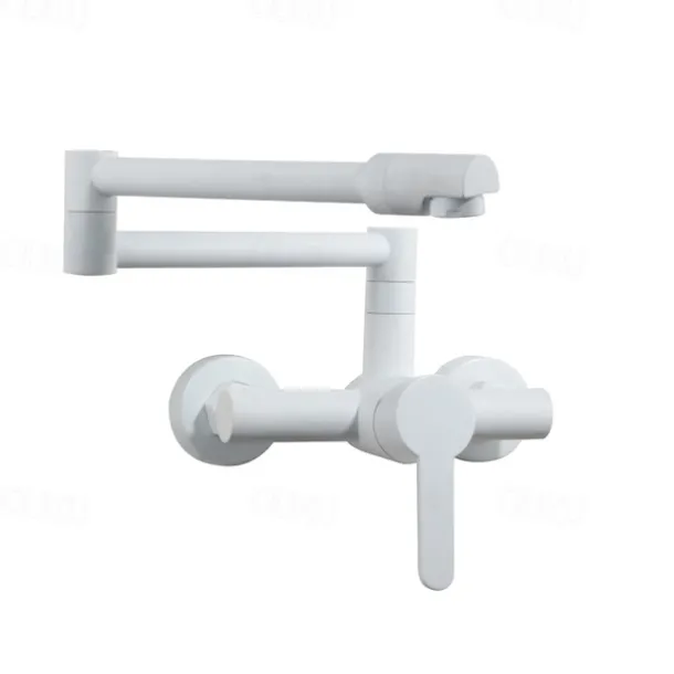 Wall Mounted Kitchen Sink Mixer Faucet, Foldable Pot Filler Facuet,Single Handle Two Holes Folding Taps, Electroplated / Painted Finishes Pull-out / Pull-down / Pot Filler Wall Mounted / Brass