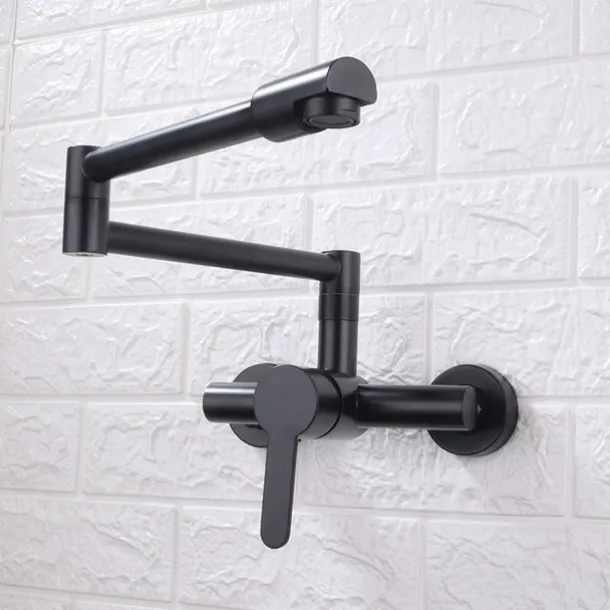 Wall Mounted Kitchen Sink Mixer Faucet, Foldable Pot Filler Facuet,Single Handle Two Holes Folding Taps, Electroplated / Painted Finishes Pull-out / Pull-down / Pot Filler Wall Mounted / Brass