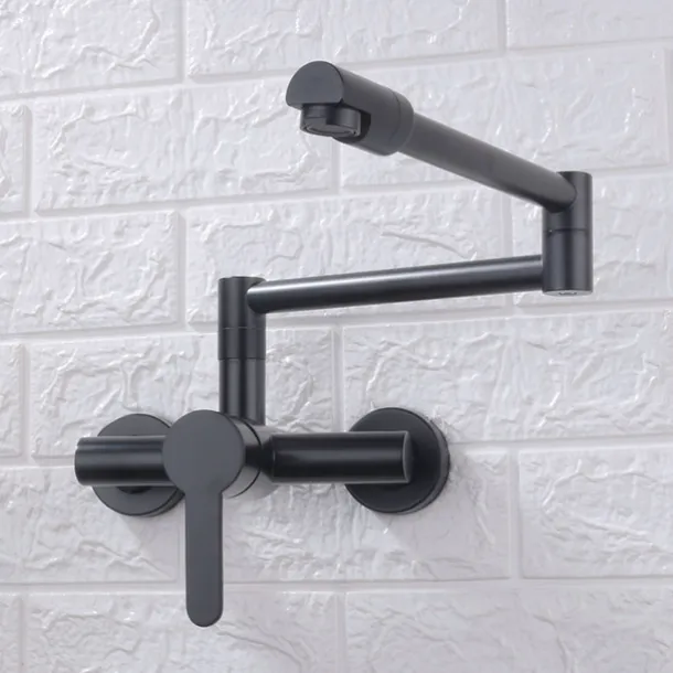 Wall Mounted Kitchen Sink Mixer Faucet, Foldable Pot Filler Facuet,Single Handle Two Holes Folding Taps, Electroplated / Painted Finishes Pull-out / Pull-down / Pot Filler Wall Mounted / Brass