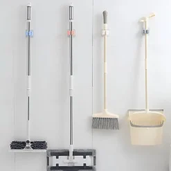 Wall Mounted Mop Organizer Holder Broom Hanger Bathroom Hook Rack Kitchen Storage Tool Seamless Adhesive Home Clip Hanging
