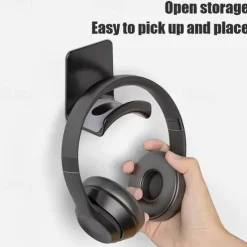 Wall Mounted Punchless Headphone Holder Bracket Storage Hook Paste Under Desk Hanging Headphone Holder