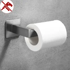 Wall Mounted Stainless Steel Bathroom Toilet Paper Holder,New Design Self-adhesive Creative Low-carbon Steel Metal Bathroom Decoration 1pc