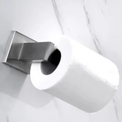 Wall Mounted Stainless Steel Bathroom Toilet Paper Holder,New Design Self-adhesive Creative Low-carbon Steel Metal Bathroom Decoration 1pc