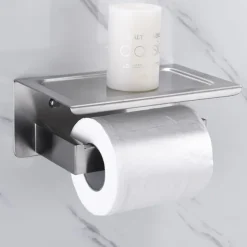 Wall Mounted Stainless Steel Bathroom Toilet Paper Holder,New Design Self-adhesive Creative Low-carbon Steel Metal Bathroom Decoration 1pc