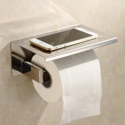 Wall Mounted Stainless Steel Bathroom Toilet Paper Holder,New Design Self-adhesive Creative Low-carbon Steel Metal Bathroom Decoration 1pc