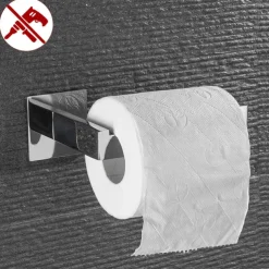 Wall Mounted Stainless Steel Bathroom Toilet Paper Holder,New Design Self-adhesive Creative Low-carbon Steel Metal Bathroom Decoration 1pc