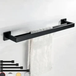 Wall Mounted Towel Rail Towel Rack Holder for Bathroom,Stainless Steel Tower Bar Bathroom Hardware Accessories Towel Bar 30-60cm(Black/Chrome/Golden/Brushed Nickel)