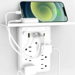 Wall Outlet Extender with Shelf Night, 9 in 1 Outlet Extender with Shelf, Multi Plug Outlets Extenders, Wall Electrical Outlets Extenders, Plug Expander for Home Dorm