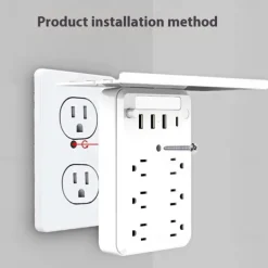 Wall Outlet Extender with Shelf Night, 9 in 1 Outlet Extender with Shelf, Multi Plug Outlets Extenders, Wall Electrical Outlets Extenders, Plug Expander for Home Dorm