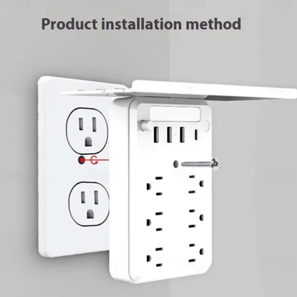 Wall Outlet Extender with Shelf Night, 9 in 1 Outlet Extender with Shelf, Multi Plug Outlets Extenders, Wall Electrical Outlets Extenders, Plug Expander for Home Dorm