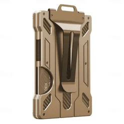 Wallet For Men - Slim Aluminum Metal Money Clip with 1 Clear window ID Badge Holder, RFID Blocking, Holds up 15 Cards with Cash Clip. Ultra-Thin Minimalist Wallet