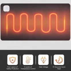 Warm Desk Pad Office Desk Mat 3 Speeds Touch Control Warm Big Mouse Pad Extended Edition Gaming Mouse Pad Foot Warmer Pad