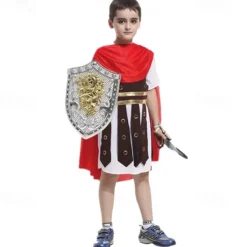 Warrior Cosplay knight Halloween Cosplay Costume Rome Kid's Boys' Halloween Carnival Mardi Gras Party Halloween Easy Halloween Costumes Dress Up