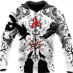 Warriors Viking Tattoo Hoodie Cartoon Manga Anime 3D Front Pocket Graphic For Men's Adults' Halloween Carnival Masquerade 3D Print Casual Daily