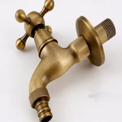 Washing Machine Tap, Outdoor Faucet,Retro Style Single Handle Wall Mounted One Hole Centerset, Superior Quality Antique Brass Faucets