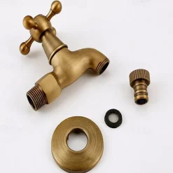 Washing Machine Tap, Outdoor Faucet,Retro Style Single Handle Wall Mounted One Hole Centerset, Superior Quality Antique Brass Faucets