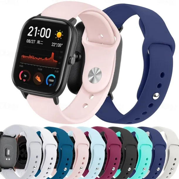 Watch Band for Amazfit GTS 4,4mini, 3,2,2mini, 2e, GTR 42mm, Bip U Pro, U, 3 Pro, 3, S lite, S, lite Soft Silicone Replacement Strap Sport Band Wristband