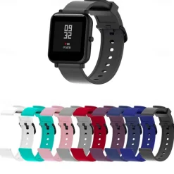 Watch Band for Amazfit GTS 4,4mini, 3,2,2mini, 2e, GTR 42mm, Bip U Pro, U, 3 Pro, 3, S lite, S, lite Silicone Replacement Strap Soft Breathable Classic Buckle Wristband