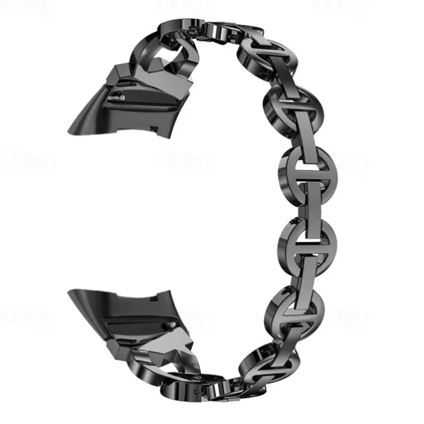 Watch Band for Fitbit Charge 5 Stainless Steel Replacement Strap Bling Diamond Jewelry Bracelet Wristband