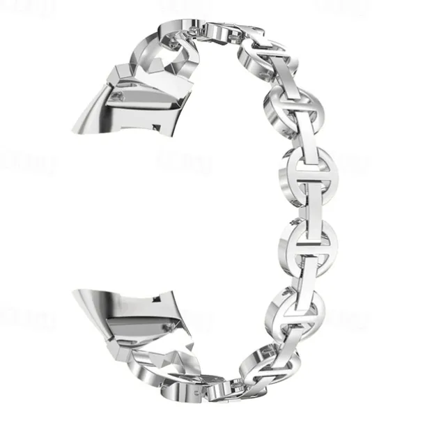Watch Band for Fitbit Charge 5 Stainless Steel Replacement Strap Bling Diamond Jewelry Bracelet Wristband