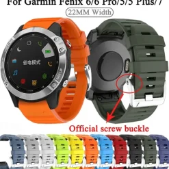Watch Band for Garmin Fenix 7 7X 6 6X Pro Epix Pro 47mm 51mm Instinct 2X Approach S70 47mm S62 S60 Forerunner 955 945 Epix Marq Descent Quatix 22mm 26mm Silicone Replacement Strap Adjustable Sport