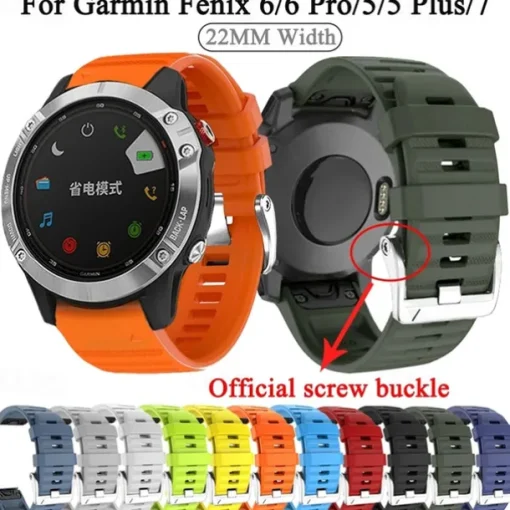 Watch Band for Garmin Fenix 7 7X 6 6X Pro Epix Pro 47mm 51mm Instinct 2X Approach S70 47mm S62 S60 Forerunner 955 945 Epix Marq Descent Quatix 22mm 26mm Silicone Replacement Strap Adjustable Sport