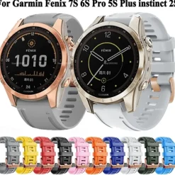 Watch Band for Garmin Fenix 7S Pro 6S 5S Plus Epix Pro 42mm Approach S70 42mm Instinct 2S Descent Mk2S D2 Delta S 20mm Silicone Replacement Strap Quick Fit 20mm Sport Band Wristband