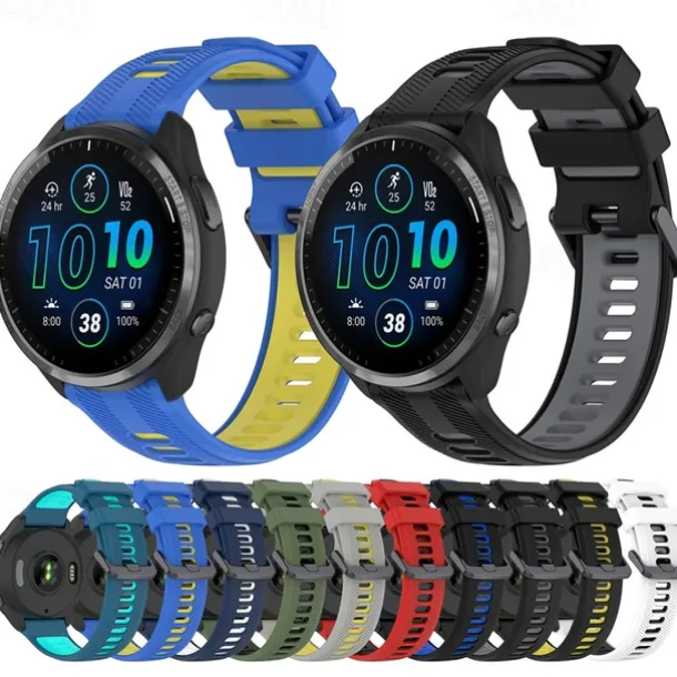 Watch Band for Garmin Forerunner 965 Silicone Replacement Strap Adjustable Sport Band Wristband