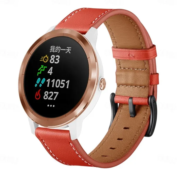 Watch Band for Garmin Forerunner 265 255 Active 5 Venu 3 2 Plus Vivoactive 4 3 Vivomove Sport Approach S42 S40 20mm 22mm Genuine Leather Replacement Strap 20mm 22mm Leather Loop Wristband