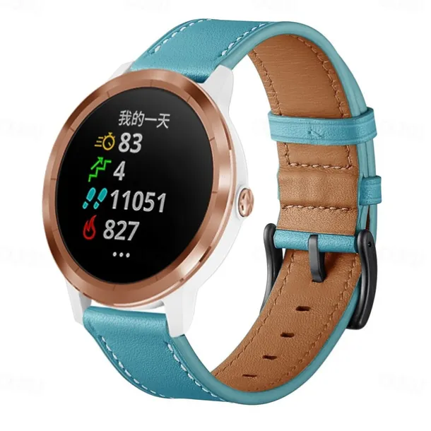 Watch Band for Garmin Forerunner 265 255 Active 5 Venu 3 2 Plus Vivoactive 4 3 Vivomove Sport Approach S42 S40 20mm 22mm Genuine Leather Replacement Strap 20mm 22mm Leather Loop Wristband