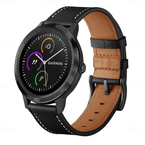 Watch Band for Garmin Forerunner 265 255 Active 5 Venu 3 2 Plus Vivoactive 4 3 Vivomove Sport Approach S42 S40 20mm 22mm Genuine Leather Replacement Strap 20mm 22mm Leather Loop Wristband