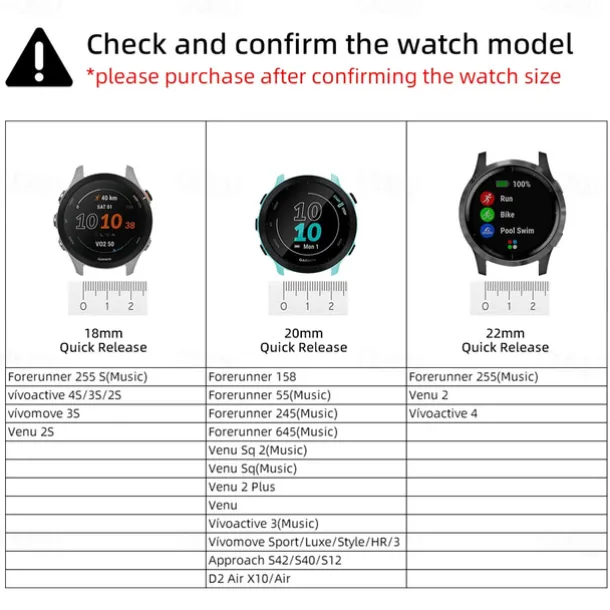 Watch Band for Garmin Huawei Forerunner 265S 265 Venu 3S 3 Active 5 Vivoactive 4S 4 Vivomove Sport Luxe Style HR Approach S42 S40 S12 18mm 20mm 22mm Nylon Replacement Strap 18mm 20mm 22mm Sport Band