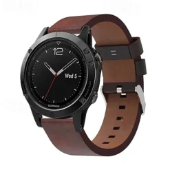 Watch Band for Garmin Marq Descent G1 Fenix 7/6/5 Plus Pro Sapphire Solar Forerunner 955/945/935/745 Solar Approach S62 / S60 Genuine Leather Replacement Strap Quick Fit 22mm Adjustable Leather Loop
