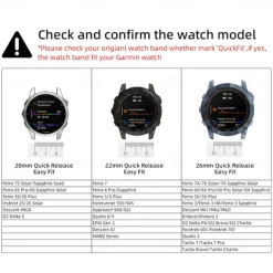 Watch Band for Garmin Marq Descent G1 Fenix 7/6/5 Plus Pro Sapphire Solar Forerunner 955/945/935/745 Solar Approach S62 / S60 Genuine Leather Replacement Strap Quick Fit 22mm Adjustable Leather Loop
