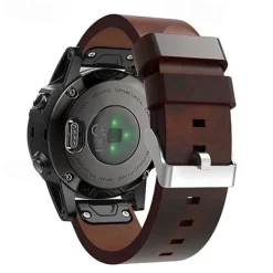 Watch Band for Garmin Marq Descent G1 Fenix 7/6/5 Plus Pro Sapphire Solar Forerunner 955/945/935/745 Solar Approach S62 / S60 Genuine Leather Replacement Strap Quick Fit 22mm Adjustable Leather Loop