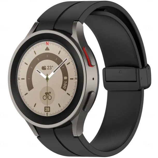 Watch Band for Samsung Galaxy Watch 7/6/5/4 40/44mm, Watch 5 Pro 45mm, Watch 6 Classic 43/47mm, Watch 4 Classic 42/46mm Silicone Replacement Strap Magnetic Clasp Butterfly Buckle Women Men Sport