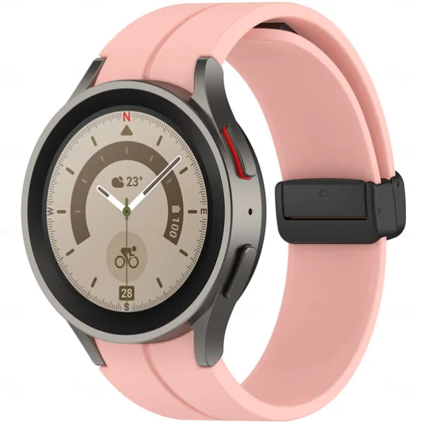 Watch Band for Samsung Galaxy Watch 7/6/5/4 40/44mm, Watch 5 Pro 45mm, Watch 6 Classic 43/47mm, Watch 4 Classic 42/46mm Silicone Replacement Strap Magnetic Clasp Butterfly Buckle Women Men Sport