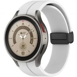 Watch Band for Samsung Galaxy Watch 7/6/5/4 40/44mm, Watch 5 Pro 45mm, Watch 6 Classic 43/47mm, Watch 4 Classic 42/46mm Silicone Replacement Strap Magnetic Clasp Butterfly Buckle Women Men Sport