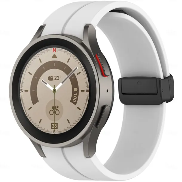 Watch Band for Samsung Galaxy Watch 7/6/5/4 40/44mm, Watch 5 Pro 45mm, Watch 6 Classic 43/47mm, Watch 4 Classic 42/46mm Silicone Replacement Strap Magnetic Clasp Butterfly Buckle Women Men Sport