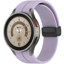 Watch Band for Samsung Galaxy Watch 7/6/5/4 40/44mm, Watch 5 Pro 45mm, Watch 6 Classic 43/47mm, Watch 4 Classic 42/46mm Silicone Replacement Strap Magnetic Clasp Butterfly Buckle Women Men Sport