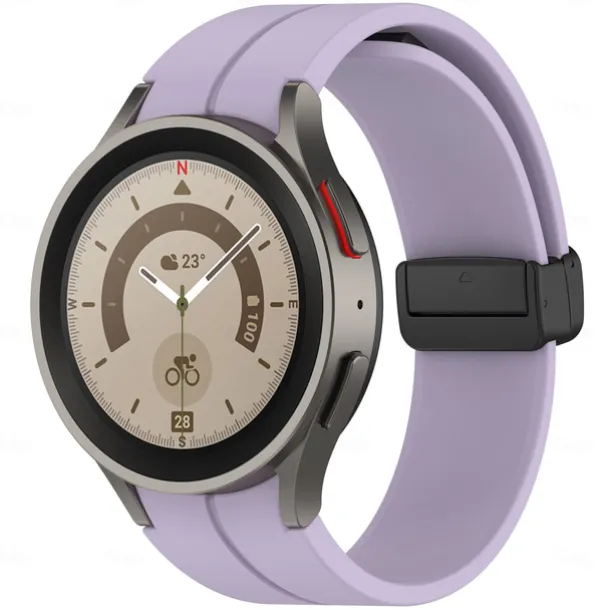 Watch Band for Samsung Galaxy Watch 7/6/5/4 40/44mm, Watch 5 Pro 45mm, Watch 6 Classic 43/47mm, Watch 4 Classic 42/46mm Silicone Replacement Strap Magnetic Clasp Butterfly Buckle Women Men Sport