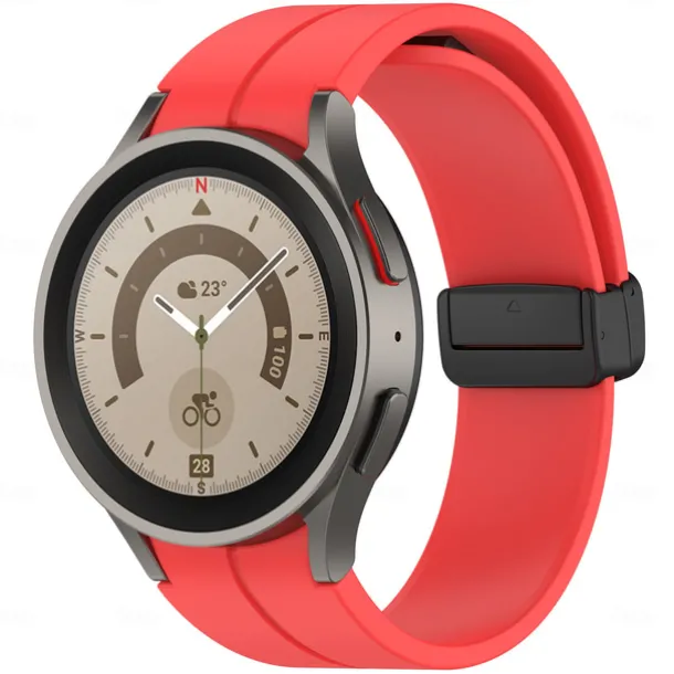 Watch Band for Samsung Galaxy Watch 7/6/5/4 40/44mm, Watch 5 Pro 45mm, Watch 6 Classic 43/47mm, Watch 4 Classic 42/46mm Silicone Replacement Strap Magnetic Clasp Butterfly Buckle Women Men Sport