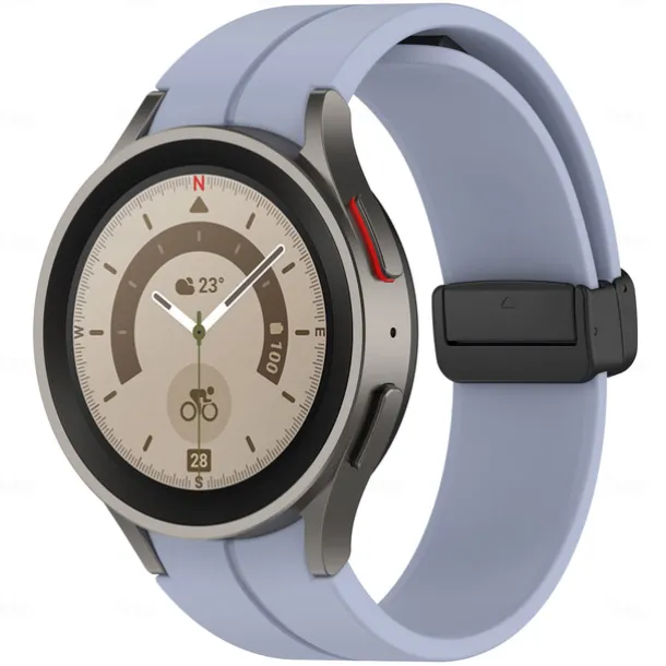 Watch Band for Samsung Galaxy Watch 7/6/5/4 40/44mm, Watch 5 Pro 45mm, Watch 6 Classic 43/47mm, Watch 4 Classic 42/46mm Silicone Replacement Strap Magnetic Clasp Butterfly Buckle Women Men Sport