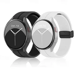 Watch Band for Samsung Galaxy Watch 7/6/5/4 40/44mm, Watch 5 Pro 45mm, Watch 6 Classic 43/47mm, Watch 4 Classic 42/46mm Silicone Replacement Strap Magnetic Clasp Butterfly Buckle Women Men Sport