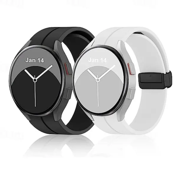 Watch Band for Samsung Galaxy Watch 7/6/5/4 40/44mm, Watch 5 Pro 45mm, Watch 6 Classic 43/47mm, Watch 4 Classic 42/46mm Silicone Replacement Strap Magnetic Clasp Butterfly Buckle Women Men Sport